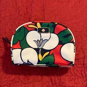 Kate Spade Red and White Floral Cosmetic Case